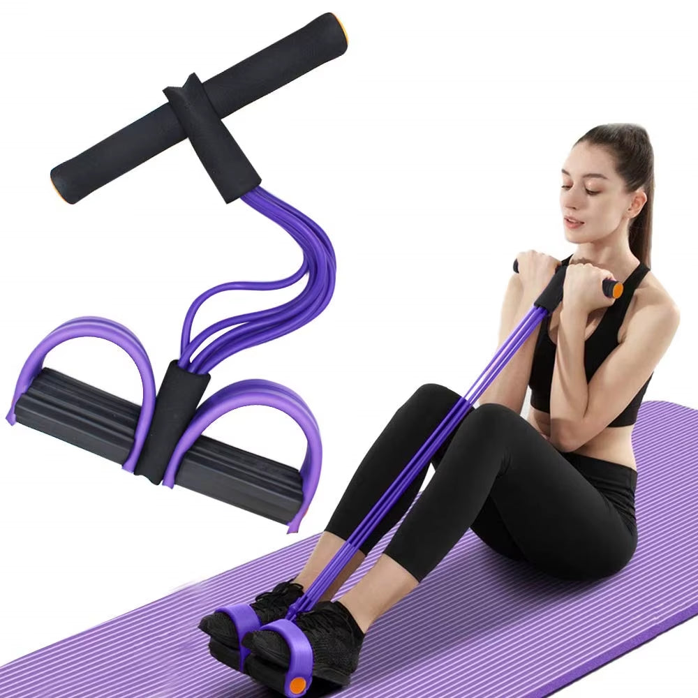 6-Tube Resistance Band Multi Function Tension Rope Fitness Bands 6-Tube Elastic Yoga Pedal Puller for Sports Exercises at Gym