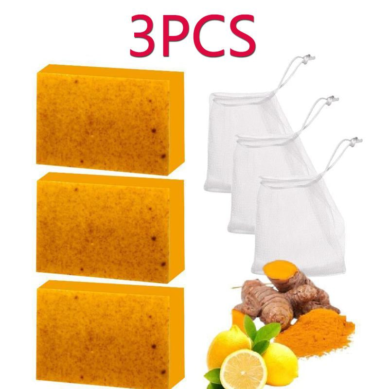 Revitalize Your Skin with 3PCS Turmeric Soap Set - Deep Cleansing & Moisturizing for Face and Body, Perfect for All Skin Types!