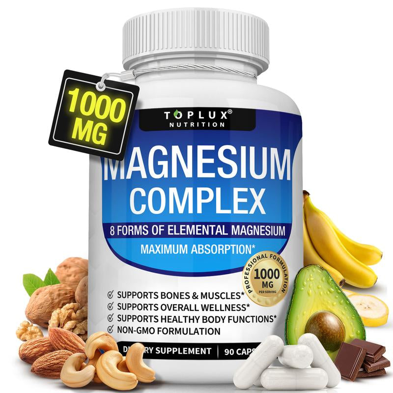 Unlock Your Health Potential with Toplux Magnesium Complex - 8 Essential Magnesium Supplement (1000mg) for Sleep and Bone Health