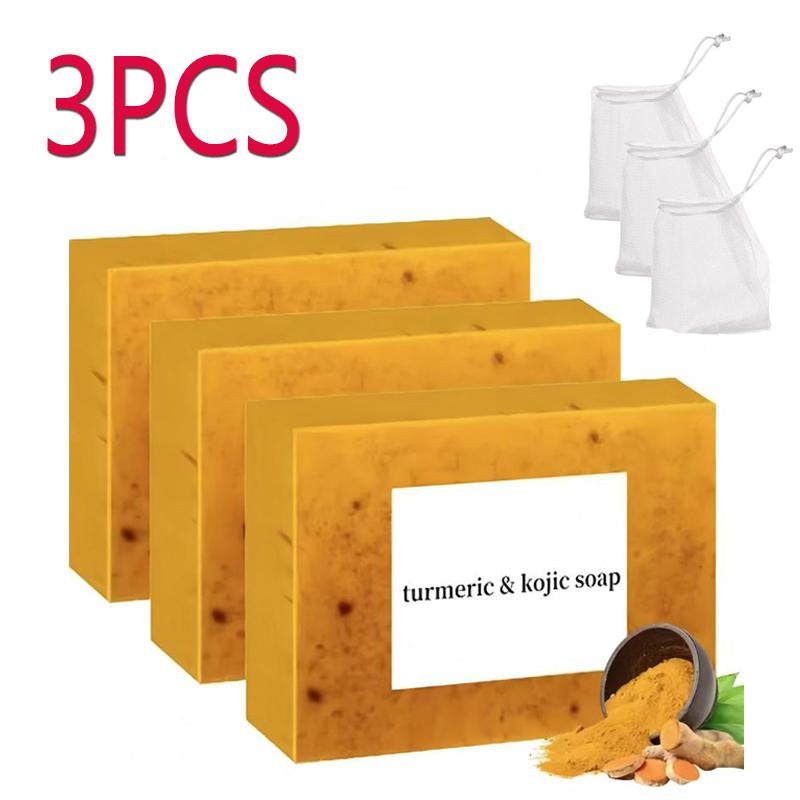 Revitalize Your Skin with 3PCS Turmeric Soap Set - Deep Cleansing & Moisturizing for Face and Body, Perfect for All Skin Types!